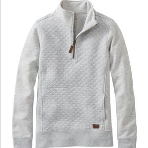 Quilted Quarter-Zip Pullover - Petite XS - Gray